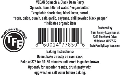 Frozen Pasty - Vegan Spinach & Black Bean